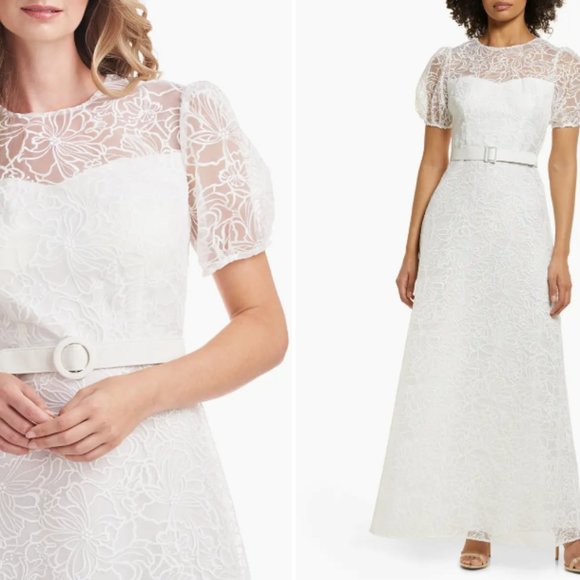 Kay Unger Wynonna Illusion Lace White Gown - Wedding/Reception Dress - Size 8 - Picture 4 of 10